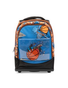 Zaino Con Ruote TOTTO T-Rex Blu Per Scuola, 26 Litri | In RPET Riciclato, Con Tascone Per PC 15.4", Ruote In Gomma, 2,29 Kg