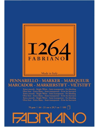 BLOCCO COLLATO 1264 MARKER GRANA LISCIA 70 GR A4 21X29,7 CM 100FF FABRIANO 19100640